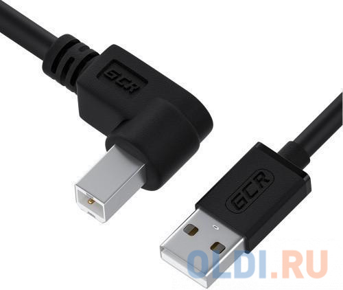 GCR Кабель 1.5m USB 2.0, AM/BM угловой, черный, 28/28 AWG, экран, армированный, GCR-52916 шланг армированный маслостойкий eco ф 10 16 мм длина 5 м ahr 0510