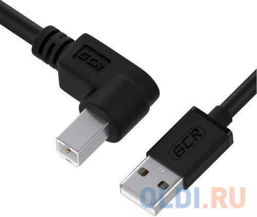 GCR Кабель 1.5m USB 2.0, AM/BM угловой, черный, 28/28 AWG, экран, армированный, GCR-52916 шланг армированный ф 8 14 мм с быстросъемн соед eco длина 5 м ahf 058