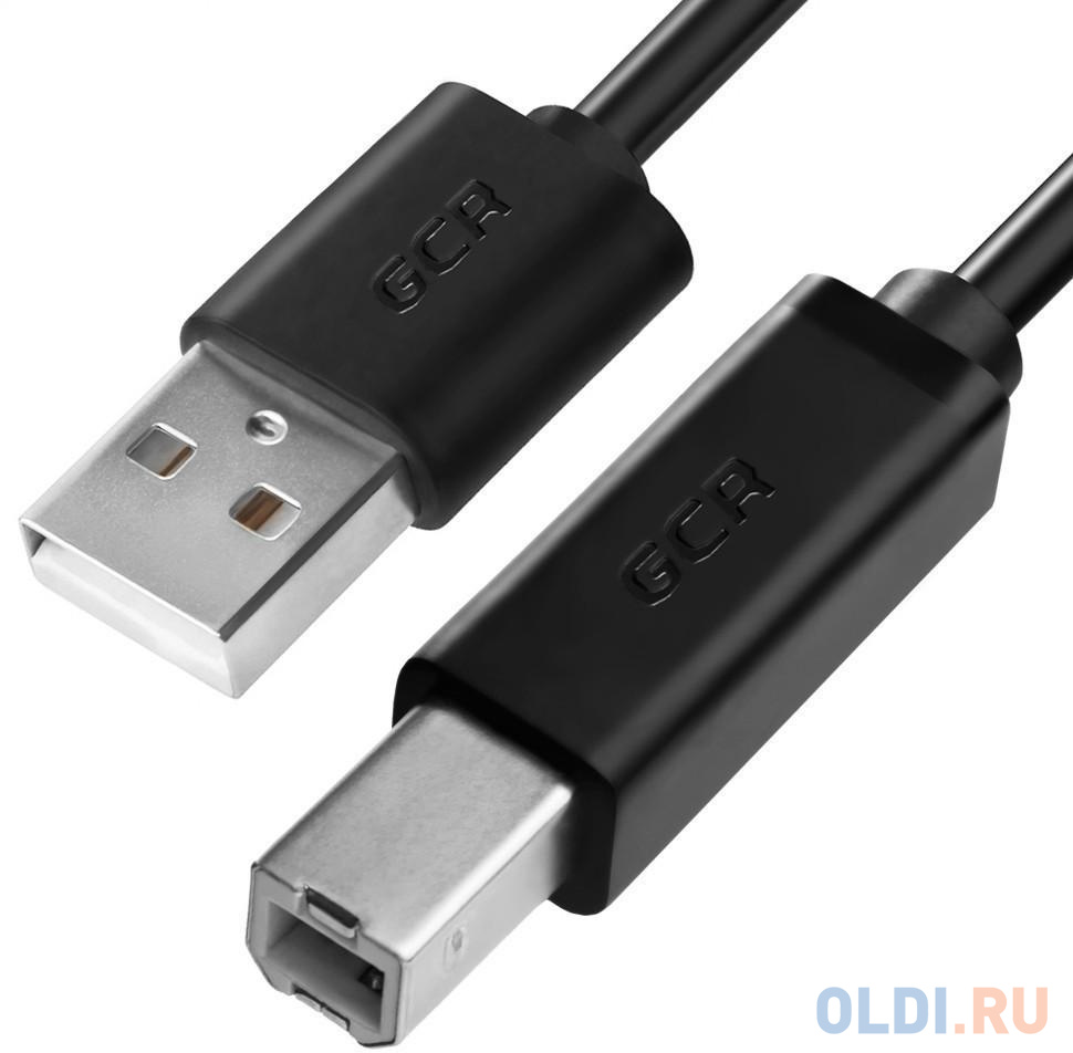 Greenconnect Кабель 1.0m USB 2.0, AM/BM, черный, 28/28 AWG, экран, армированный, морозостойкий, GCR-UPC5M-BB2S-1.0m