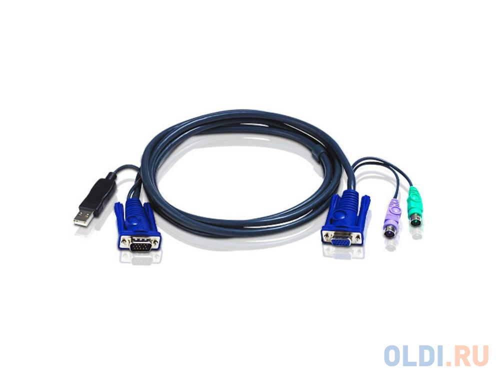 Кабель ATEN 2L-5502UP HD15M/USBAM--HD15F/MD6M 1.8м кабель aten ka7170 usb virtual media cpu module