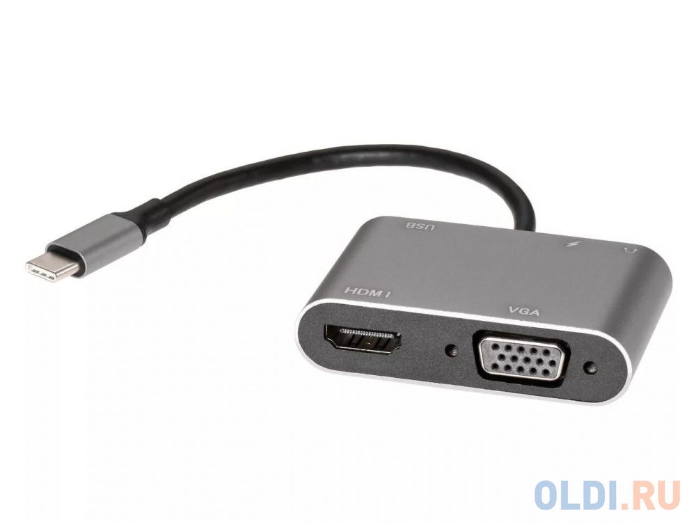 Адаптер USB Type-Cm-->VGA, HDMI 4k*30Hz, USB3.0, PD, Audio, iOpen (Aopen/Qust)<ACU4511> кабель адаптер exegate exe 736 45 usb3 0 type c 1xrj45 utp 1000mbps axis chipset ax88179