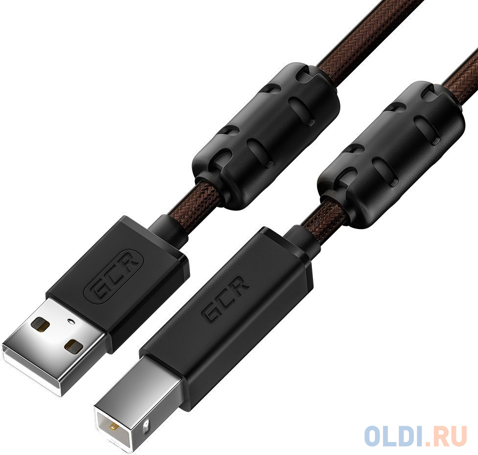 GCR Кабель PROF 3.0m USB 2.0, AM/BM, черно-прозрачный, ферритовые кольца, 28/24 AWG, экран, армированный, морозостойкий, GCR-52415 cablexpert кабель удлинитель usb2 0 pro am af 0 75м экран 2 феррит кольца прозрачный ccf usb2 amaf tr 0 75m