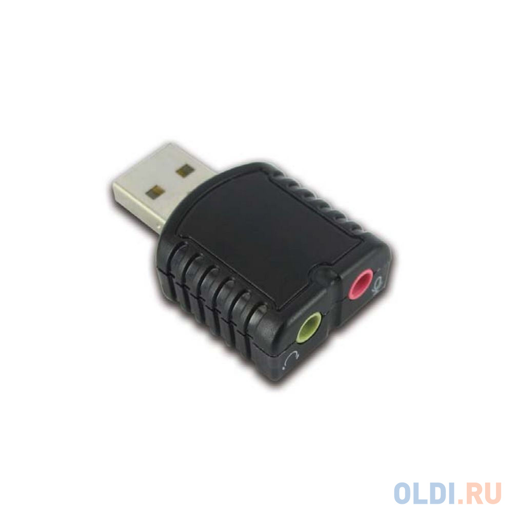 Звуковая карта FG-UAU02D-1AB-BU01 Tiny USB Stereo Sound Adapter (24bit 96kHz), SSS1700 black case, Bulk packing