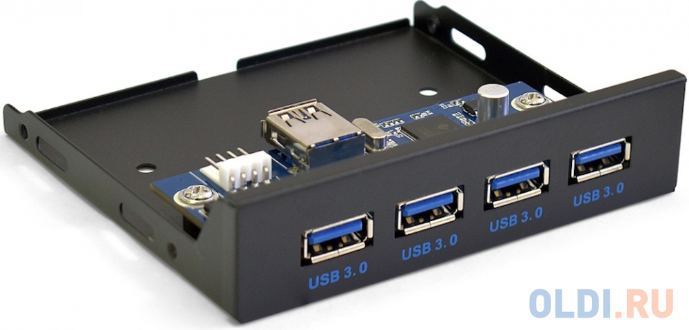 Планка USB на переднюю панель ExeGate U3H-625, 3,5", 4*USB3.0, черная, металл, подсоединение к мат. плате, цвет черный