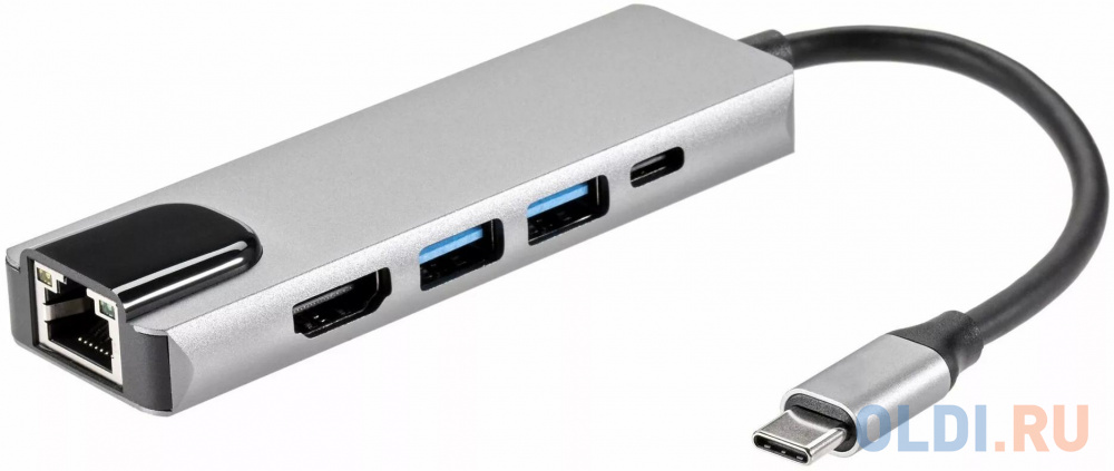 Адаптер USB 3.1 Type-Cm ->HDMI A(m) 4K@30Hz, RJ45, 2XUSB3.0, PD, iOpen <ACU435M> док станция exegate dub 21c pd cr h кабель адаптер usb type c 2xusb3 0 card reader pd 100w hdmi 4k 60hz plug