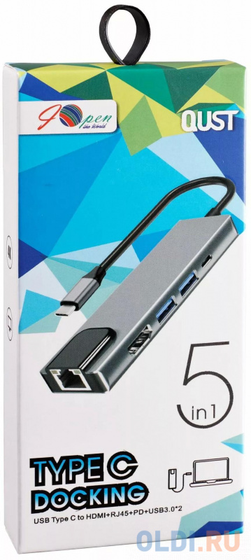 Адаптер USB 3.1 Type-Cm ->HDMI A(m) 4K@30Hz, RJ45, 2XUSB3.0, PD, iOpen <ACU435M> фото
