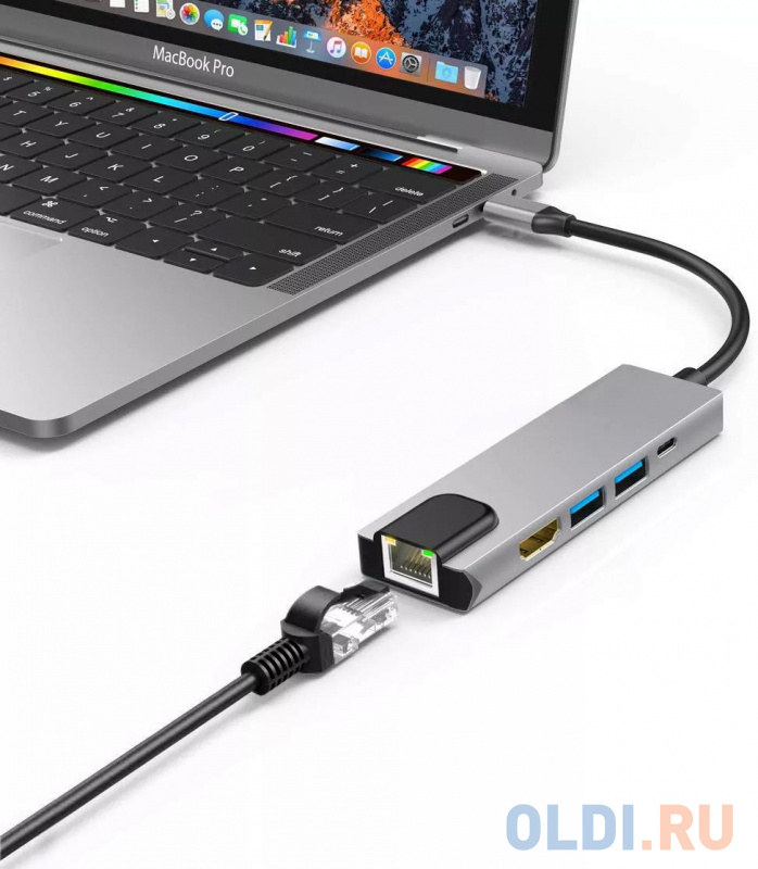 Адаптер USB 3.1 Type-Cm ->HDMI A(m) 4K@30Hz, RJ45, 2XUSB3.0, PD, iOpen <ACU435M> фото