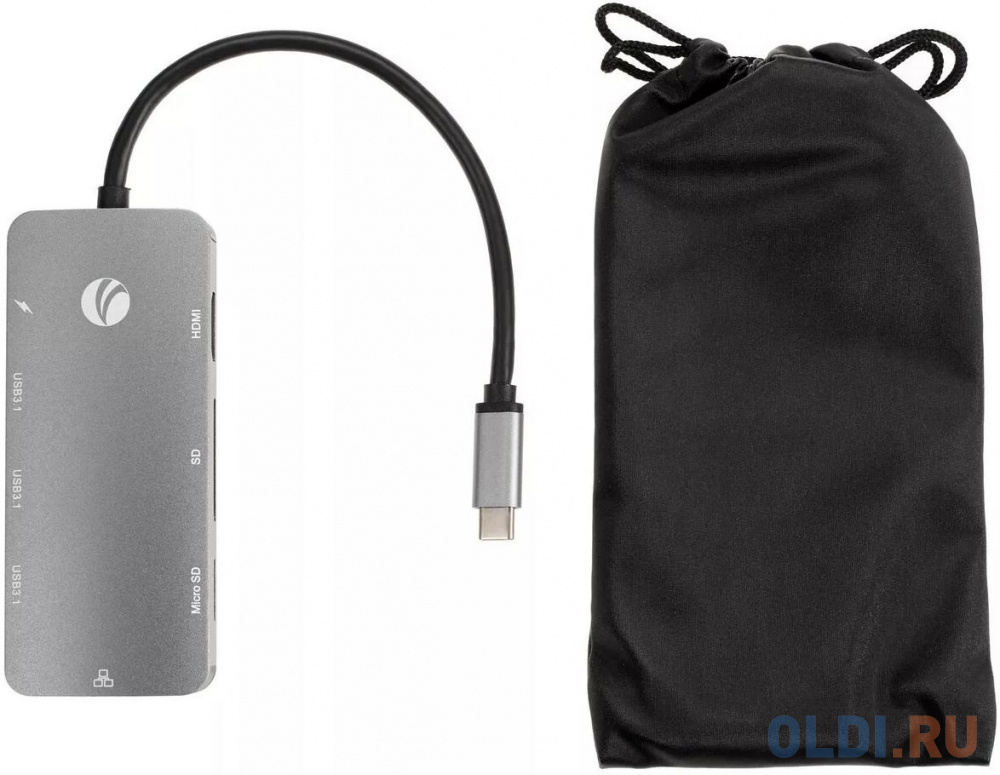 Кабель-адаптер USB3.1 Type-CM-->HDMI 4K*60Hz +3USB3.1(10Гбс)+RJ45+TF+SD+PD VCOM <CU4641> кабель адаптер 3 5st m 2x6 35 st m 1 5м telecom pro tav6168 1 5m