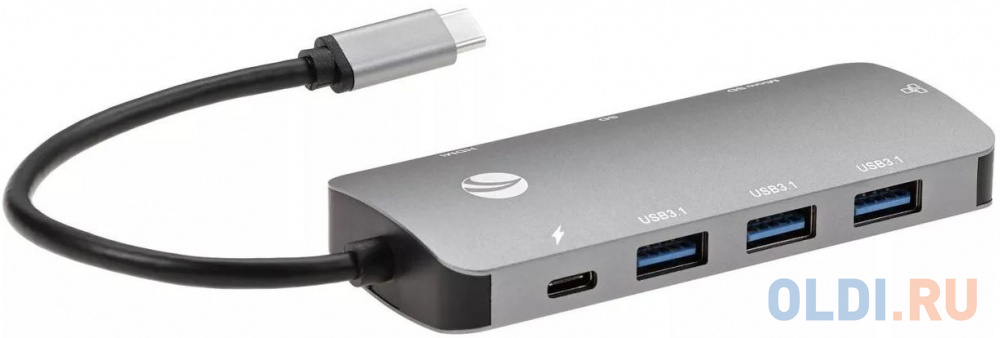 Кабель-адаптер USB3.1 Type-CM-->HDMI 4K*60Hz +3USB3.1(10Гбс)+RJ45+TF+SD+PD VCOM <CU4641> фото