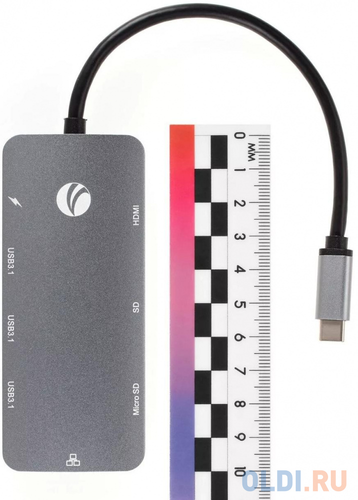 Кабель-адаптер USB3.1 Type-CM-->HDMI 4K*60Hz +3USB3.1(10Гбс)+RJ45+TF+SD+PD VCOM <CU4641> фото