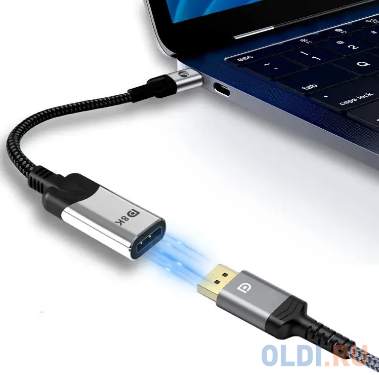 Aдаптер/ Aдаптер USB 3.1 Type-Cm --&gt; DP A(f) 8K@60Hz, 0.15m ,Alum ,VCOM &lt;CU422MV-8K&gt; Вид№4