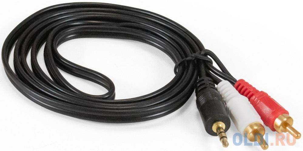 Кабель аудио ExeGate EX-CCA-458-1.5 (3.5mm Jack M/2xRCA M, 1,5м, позолоченные контакты), цвет черный - фото 1