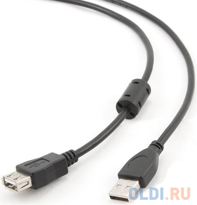 Bion Кабель удлинительный USB 2.0 A-A (m-f), позолоченные контакты, ферритовые кольца, 3м, черный [BXP-CCF-USB2-AMAF-030] - фото 1