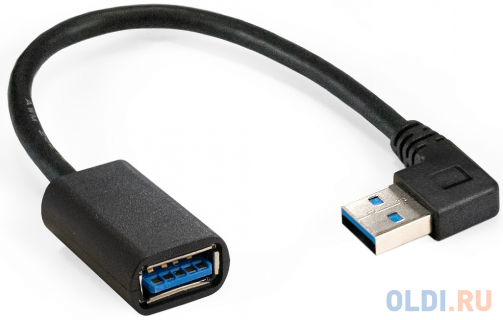 Удлинитель USB 3.0 ExeGate EX-CC-USB3-AMAF-0.15L (Am/Af, угловой 90-градусный коннектор (горизонтальный левый), 0,15м)