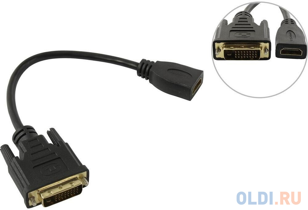 Кабель-переходник HDMI-DVI-D ExeGate EX-CC-HDMIF-DVIM (19F/25M, позолоченные контакты)