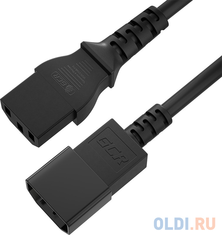 

GCR Кабель питания удлинитель 1.5m, С13 - С14, черный, 3*0,75mm