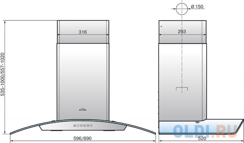 Вытяжка AMETHYST S4 90N-700-E4D STEEL ELIKOR фото