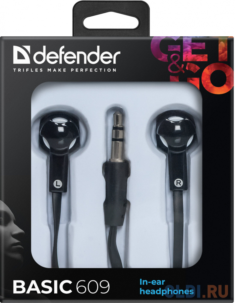 

Наушники Defender Basic-609 black+white кабель 1,1 м