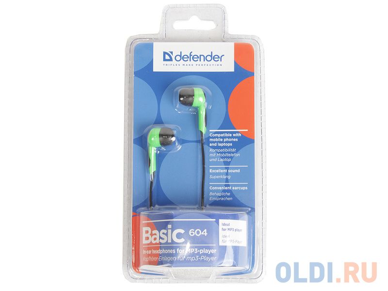 

Наушники Defender Basic-604 Green кабель 1,1 м