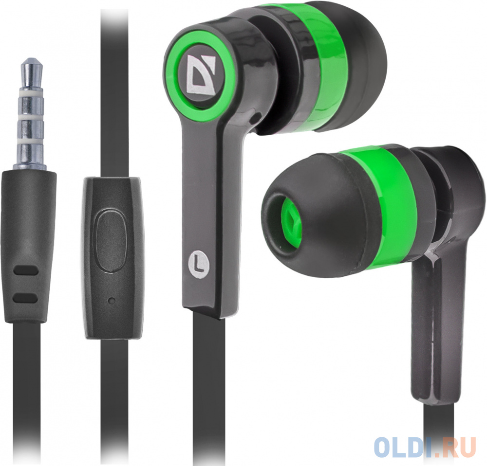 Гарнитура Defender Pulse-420 Black/green 4-пин 3,5 мм jack, кабель-1,2м Вид№8