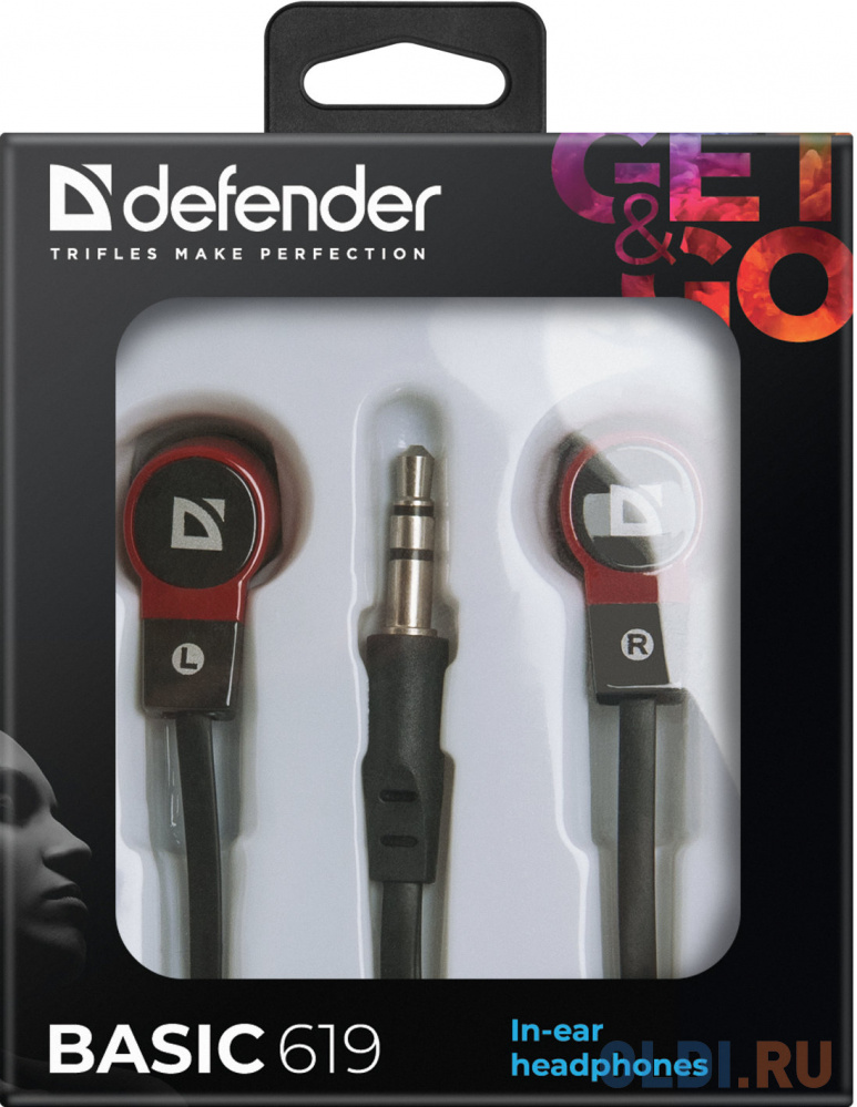 Наушники Defender Basic-619 Black/red кабель 1,1 м Вид№3