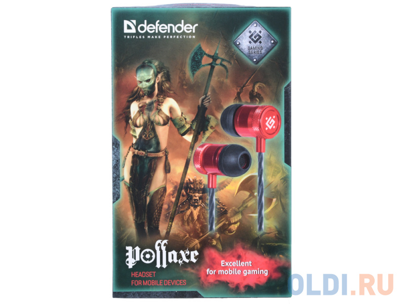 Гарнитура Defender Pollaxe черный + красный, кабель 1,2 м фото