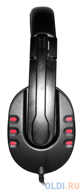 Наушники с микрофоном Oklick HS-L380G черный/красный 1.8м мониторы оголовье (JD-032) - фото 3