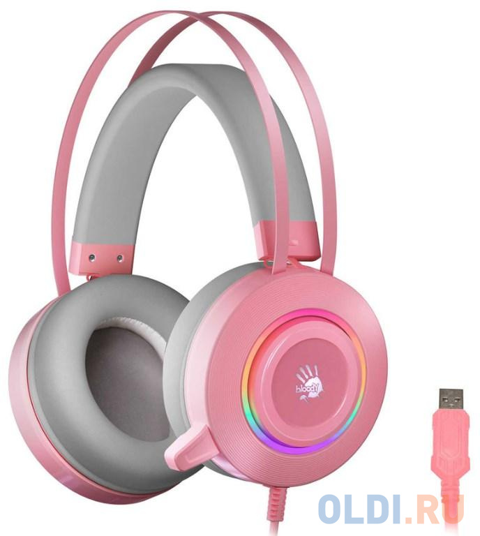 Наушники с микрофоном A4 Bloody G521 розовый 2.3м мониторные USB оголовье (G521 ( PINK )) наушники harper hb 412