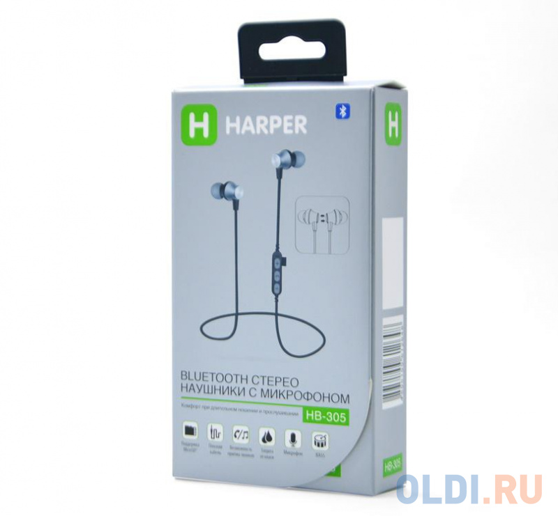 

Наушники HARPER HB-305 / Беспроводные / Внутриканальные с микрофоном / Серебристый / 20 Гц - 20 кГц / Двухстороннее / Bluetooth, MicroUSB