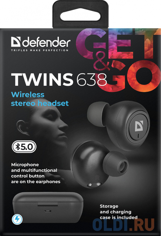 Беспроводная гарнитура Twins 638 черный,TWS, Bluetooth Вид№8