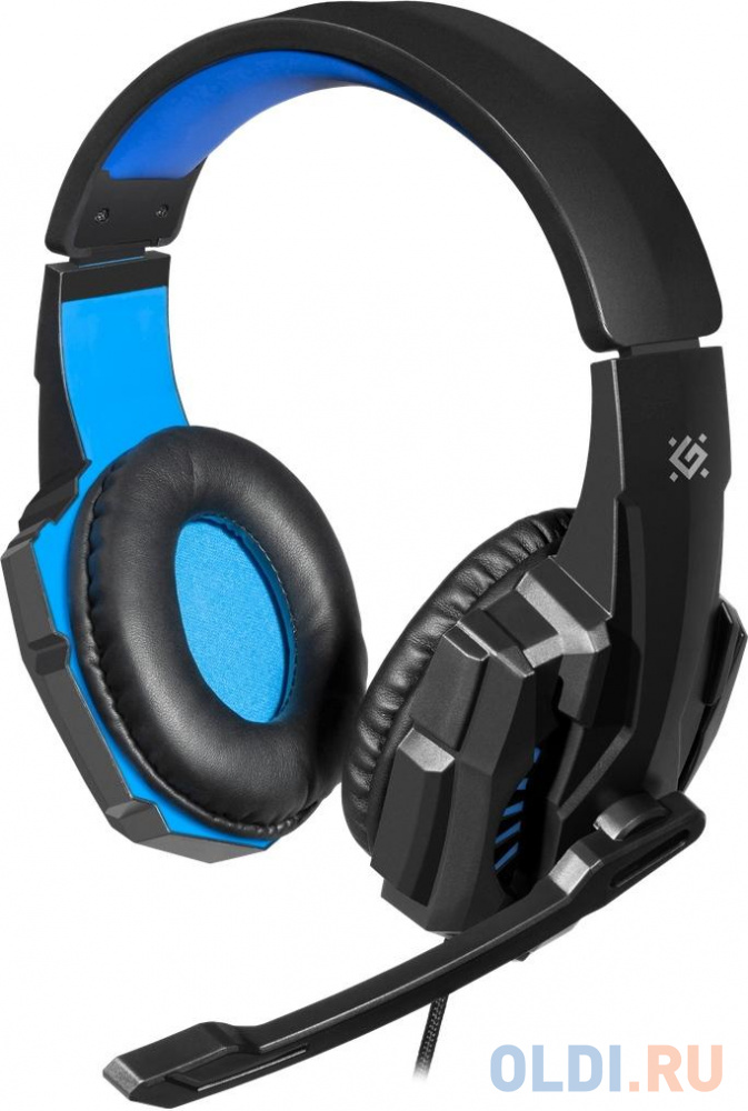Игровая гарнитура Warhead G-390 LED черный+синий, кабель 1,8 м DEFENDER 64039 - фото 1