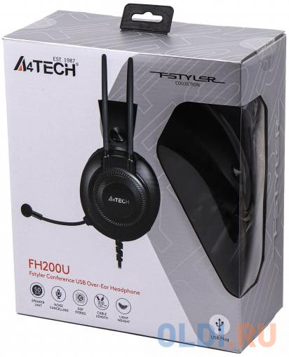 Наушники с микрофоном A4Tech Fstyler FH200U серый 2м накладные USB оголовье (FH200U GREY) фото