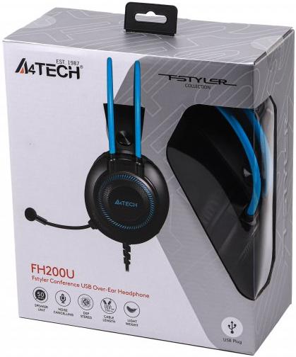 Игровая гарнитура проводная A4TECH FH200U синий фото