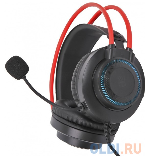 Наушники с микрофоном A4Tech Bloody G200S черный/красный 2м мониторные USB оголовье (G200S USB/ BLACK +RED) фото