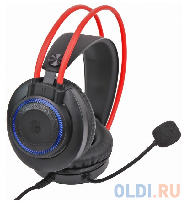 Наушники с микрофоном A4Tech Bloody G200S черный/красный 2м мониторные USB оголовье (G200S USB/ BLACK +RED) фото