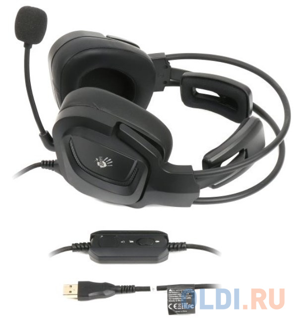 Наушники с микрофоном A4Tech Bloody G575 черный 2м мониторные USB оголовье (G575 USB/ BLACK) Вид№4