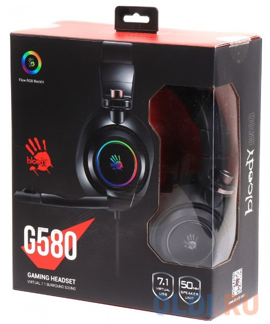 Наушники с микрофоном A4Tech Bloody G580 черный 2м мониторные USB оголовье (G580 USB /BLACK) фото