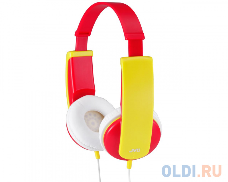 

Наушники JVC проводные детские, модель HA-KD5-R-EF, серия KIDS. Цвет: красный/желтый