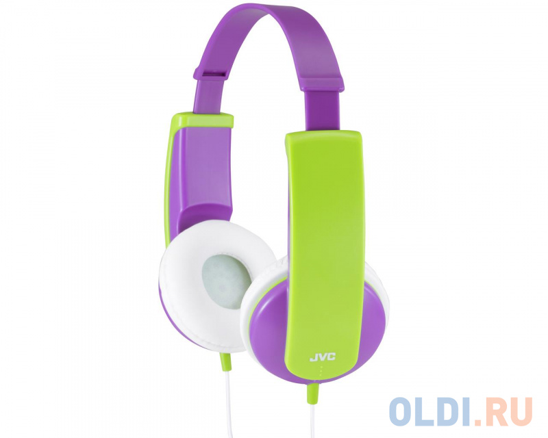 

Наушники JVC проводные детские, модель HA-KD5-V-EF, серия KIDS. Цвет: фиолетовый/зеленый