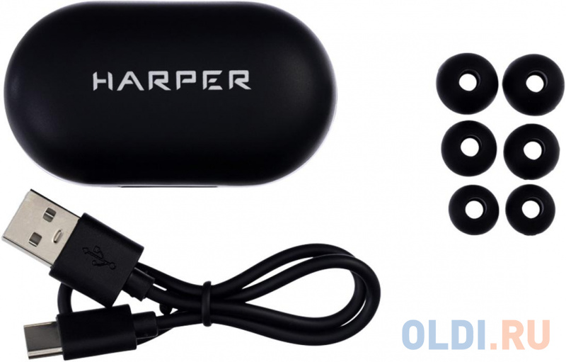 Наушники HARPER HB-516 black 20 Гц-20 КГц, 95 дБ, 32 Ом, 6мм, 40 мАч./300 мАч.,Type-C фото