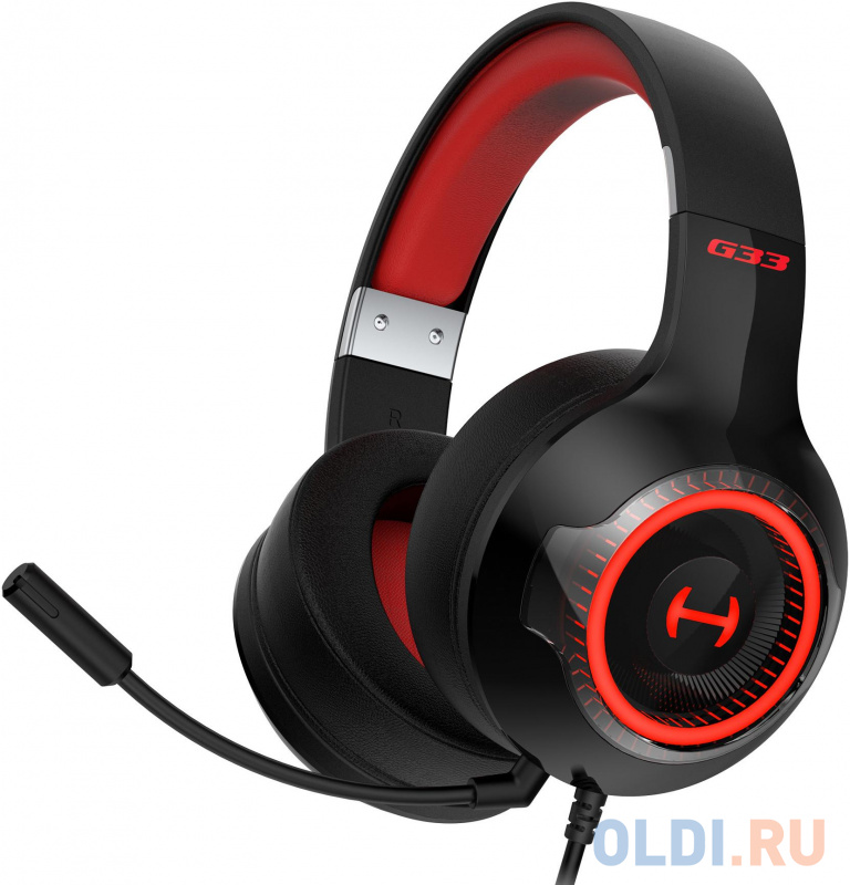 Наушники с микрофоном Edifier G33 черный/красный 2.5м мониторные USB оголовье фото