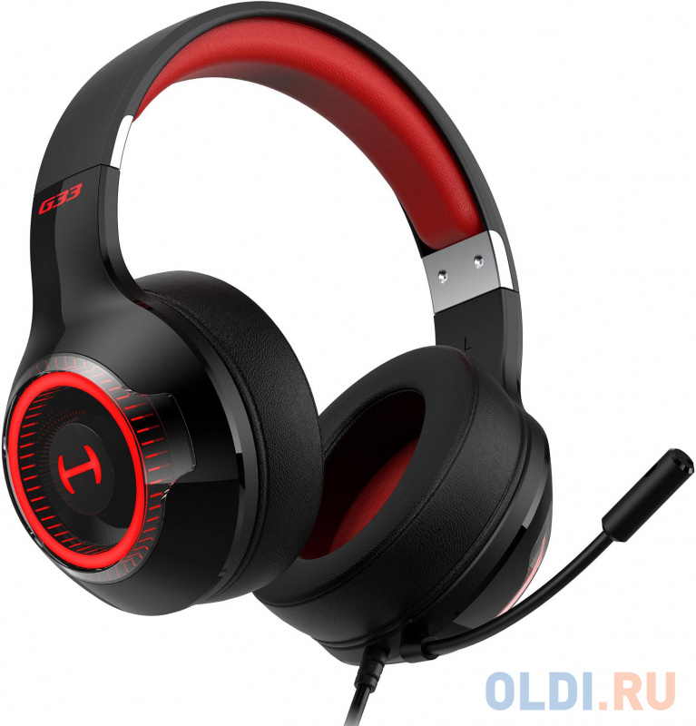 Наушники с микрофоном Edifier G33 черный/красный 2.5м мониторные USB оголовье фото