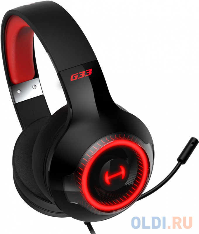 Наушники с микрофоном Edifier G33 черный/красный 2.5м мониторные USB оголовье фото