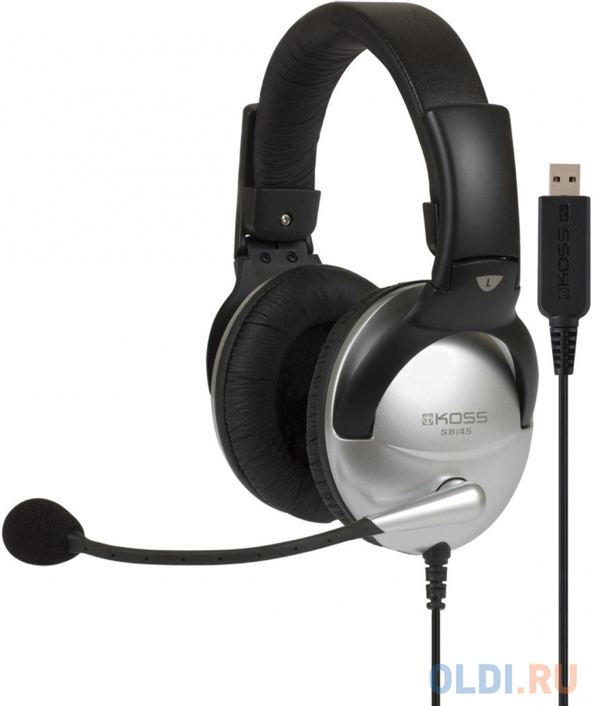 Наушники с микрофоном Koss SB45-USB черный/серебристый 2.4м мониторные оголовье (15116464) - фото 1