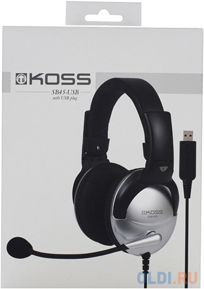Наушники с микрофоном Koss SB45-USB черный/серебристый 2.4м мониторные оголовье (15116464) - фото 3