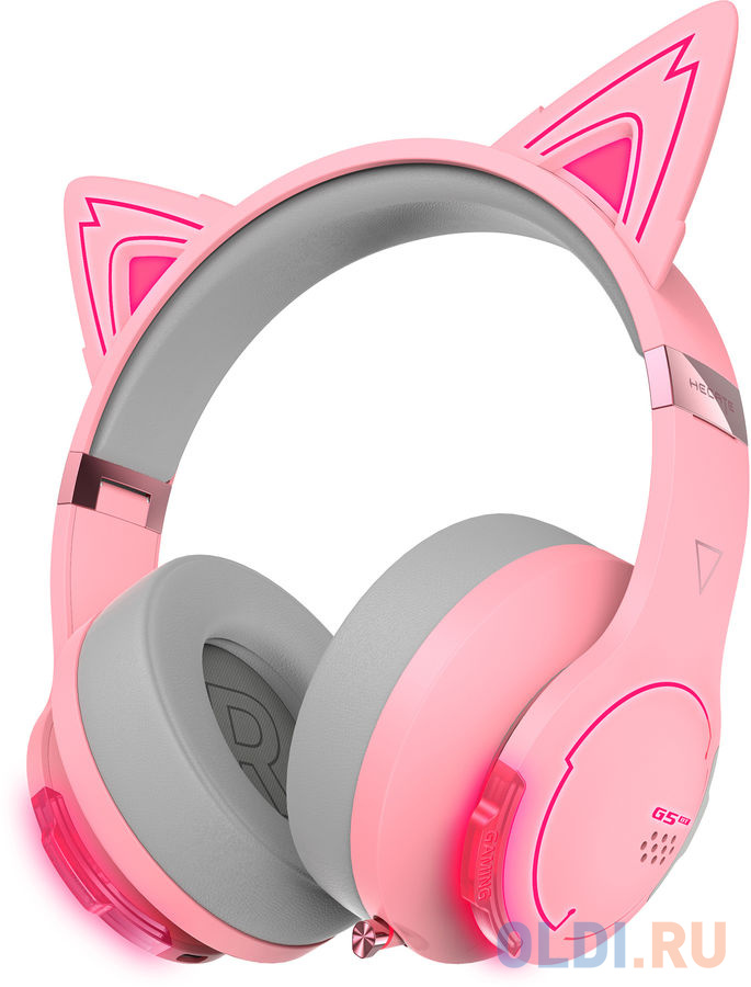Наушники с микрофоном Edifier G5BT Cat розовый/серый мониторные BT оголовье наушники с микрофоном a4 bloody g521 розовый 2 3м мониторные usb оголовье g521 pink