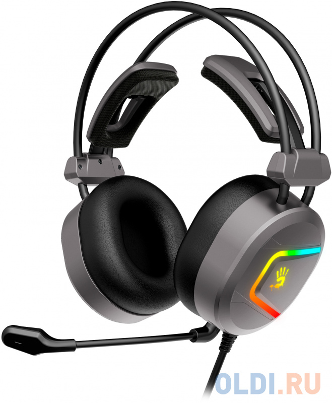 Наушники с микрофоном A4Tech Bloody MC750 серый 2.3м мониторные USB оголовье (MC750 GREY) фото
