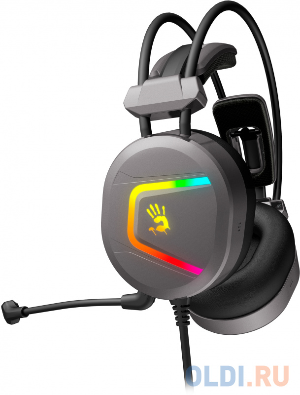 Наушники с микрофоном A4Tech Bloody MC750 серый 2.3м мониторные USB оголовье (MC750 GREY) фото