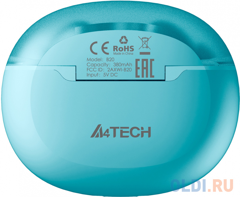Гарнитура вкладыши A4Tech 2Drumtek B25 TWS синий беспроводные bluetooth в ушной раковине (B25 ICY BLUE) фото