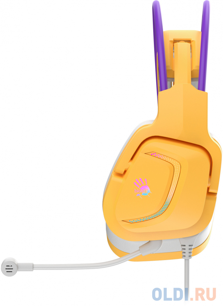 Гарнитура игровая A4TECH Bloody G575,  для компьютера, мониторные,  желтый  / фиолетовый [g575 /royal violet/ usb] фото
